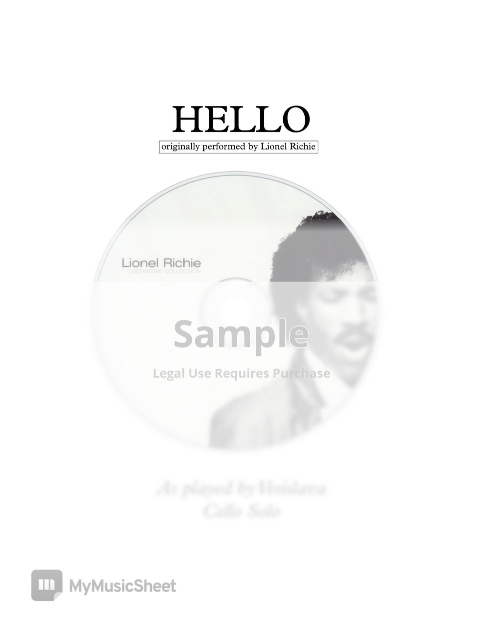 HELLO - Lionel Richie - CELLO [with finger marks]