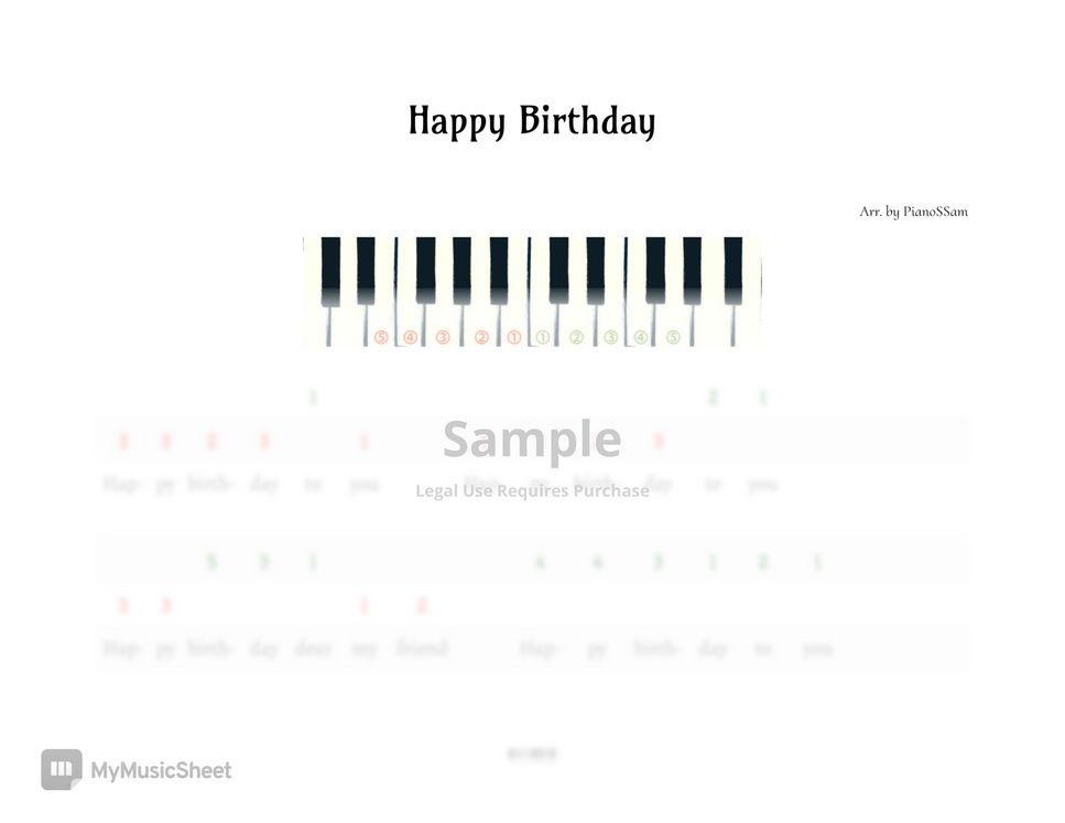 Public Domain - [Level 0] Happy Birthday | Piano Arrangement + MIDI file by PianoSSam