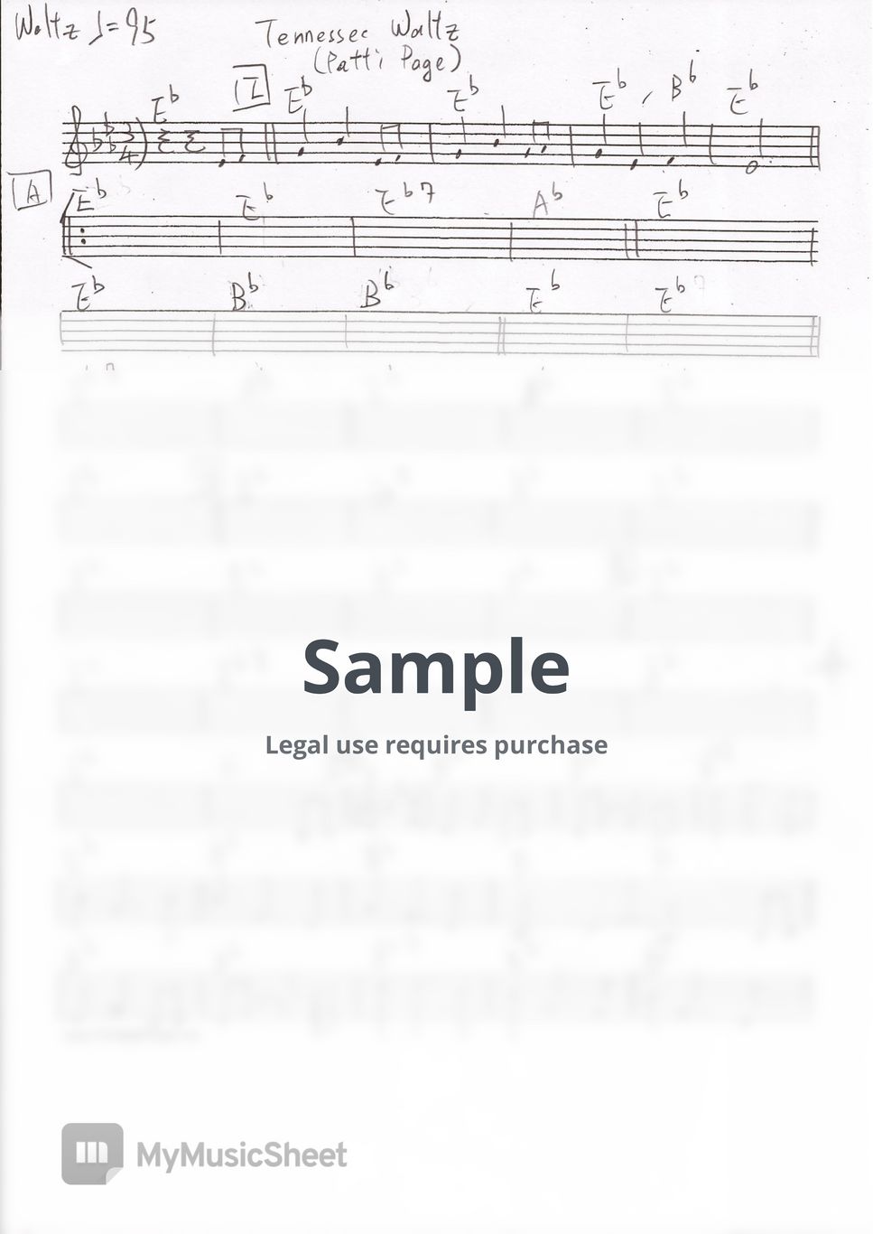 Patti Page - Tennessee Waltz Tab + 1staff by edward8561