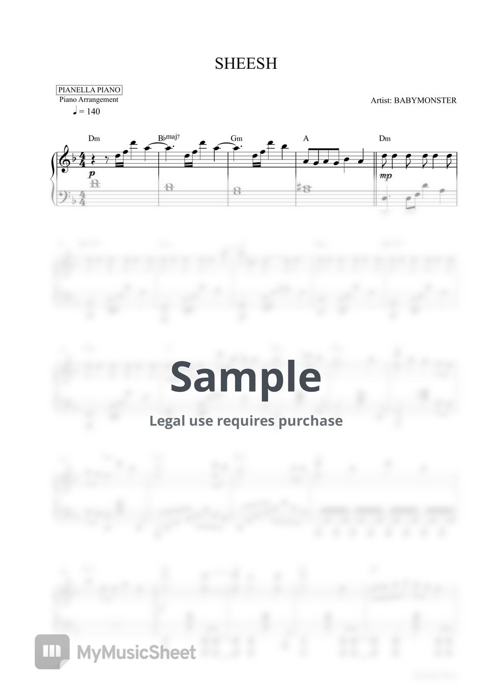 BABYMONSTER - SHEESH (Piano Sheet) by Pianella Piano
