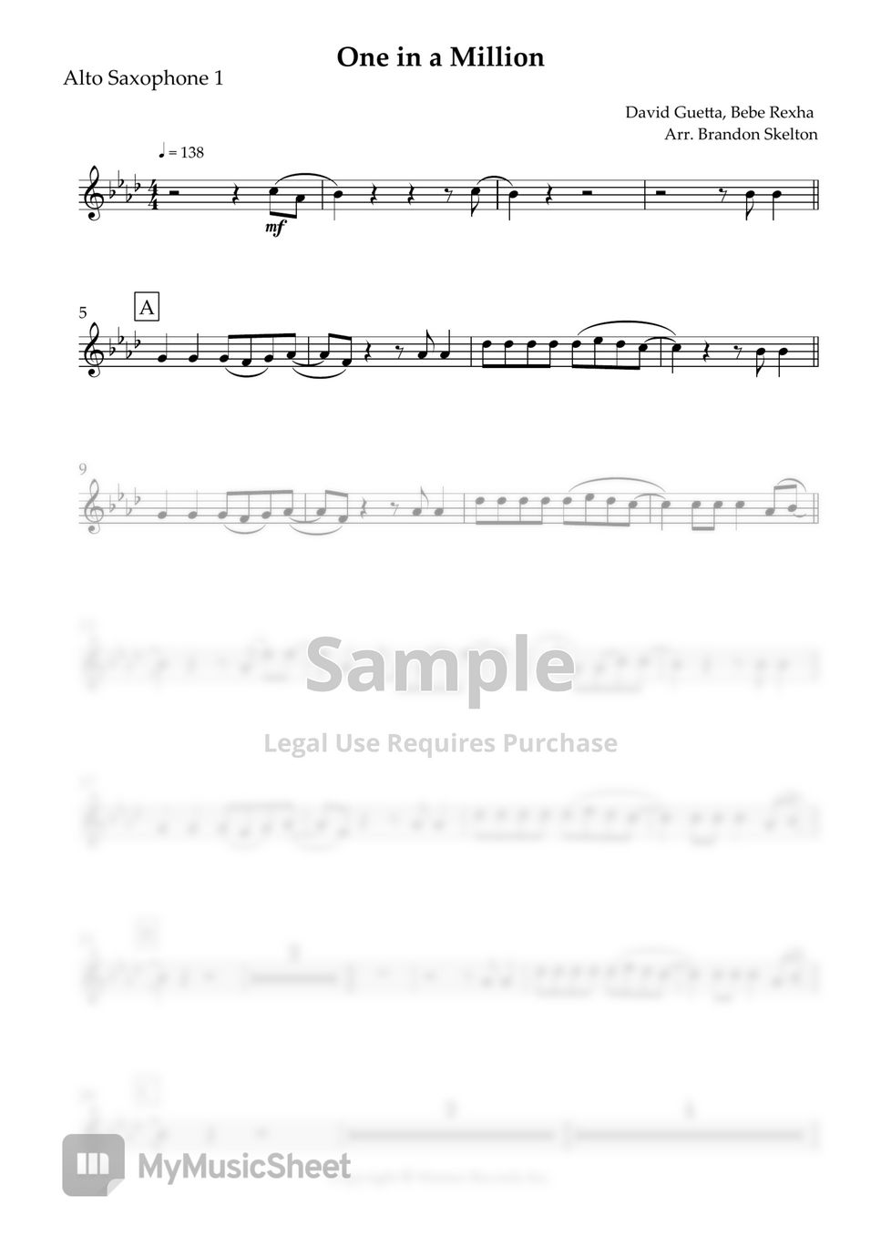 Bebe rexha david guetta one in a million full score and parts 