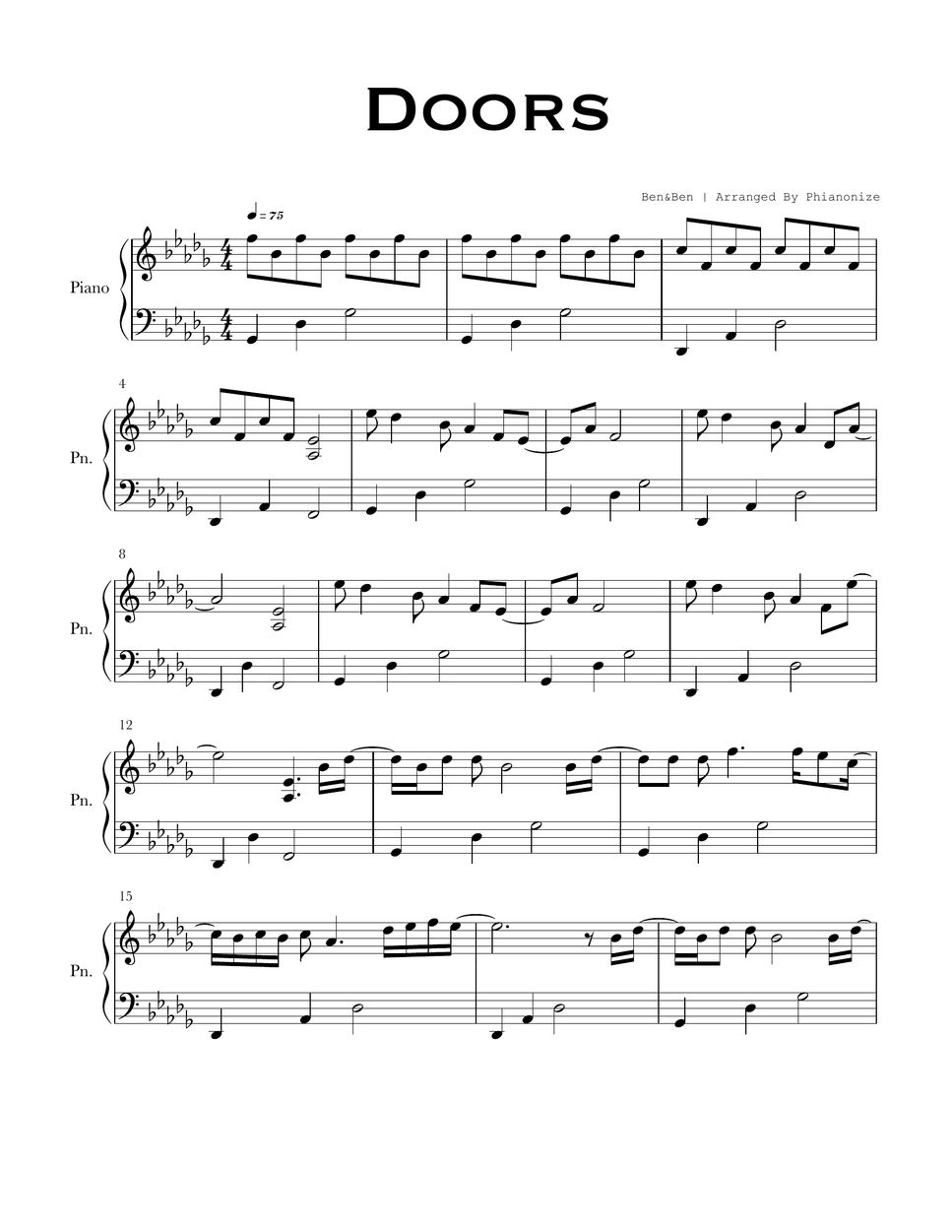 Ben & Ben Doors (Easy Version) Sheets by PHianonize