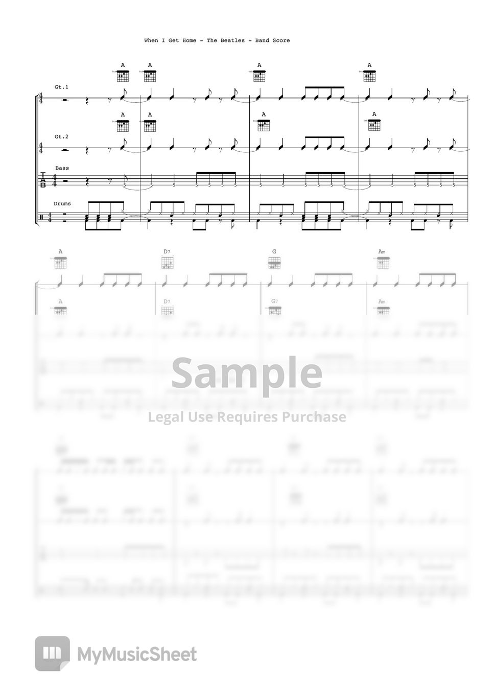 The Beatles - When I Get Home (Band Score) by Ryohei Kanayama