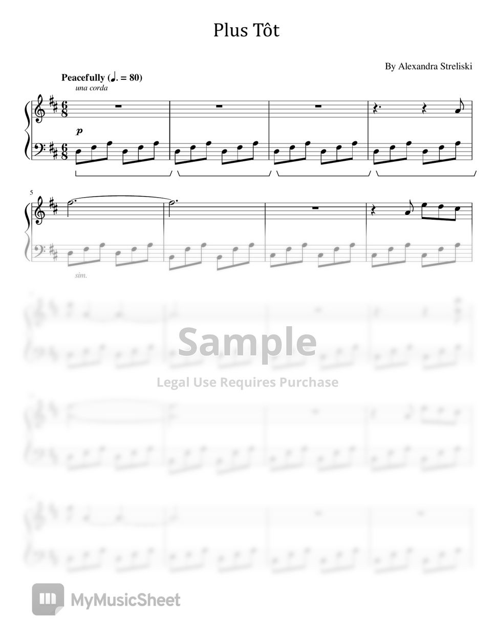 Alexandra Streliski Plus Tôt (Alexandra Streliski For Piano Solo