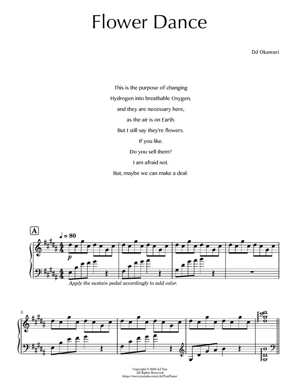 DJ Okawari Flower Dance Sheets by AJ Tan