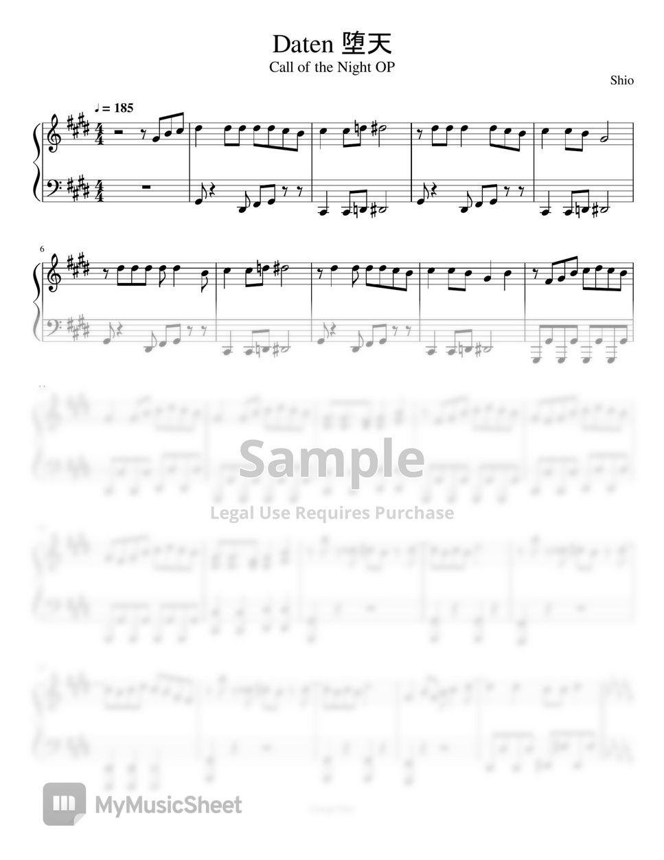 Yofukashi no Uta – Creepy Nuts (Call of the Night ED) Sheet music