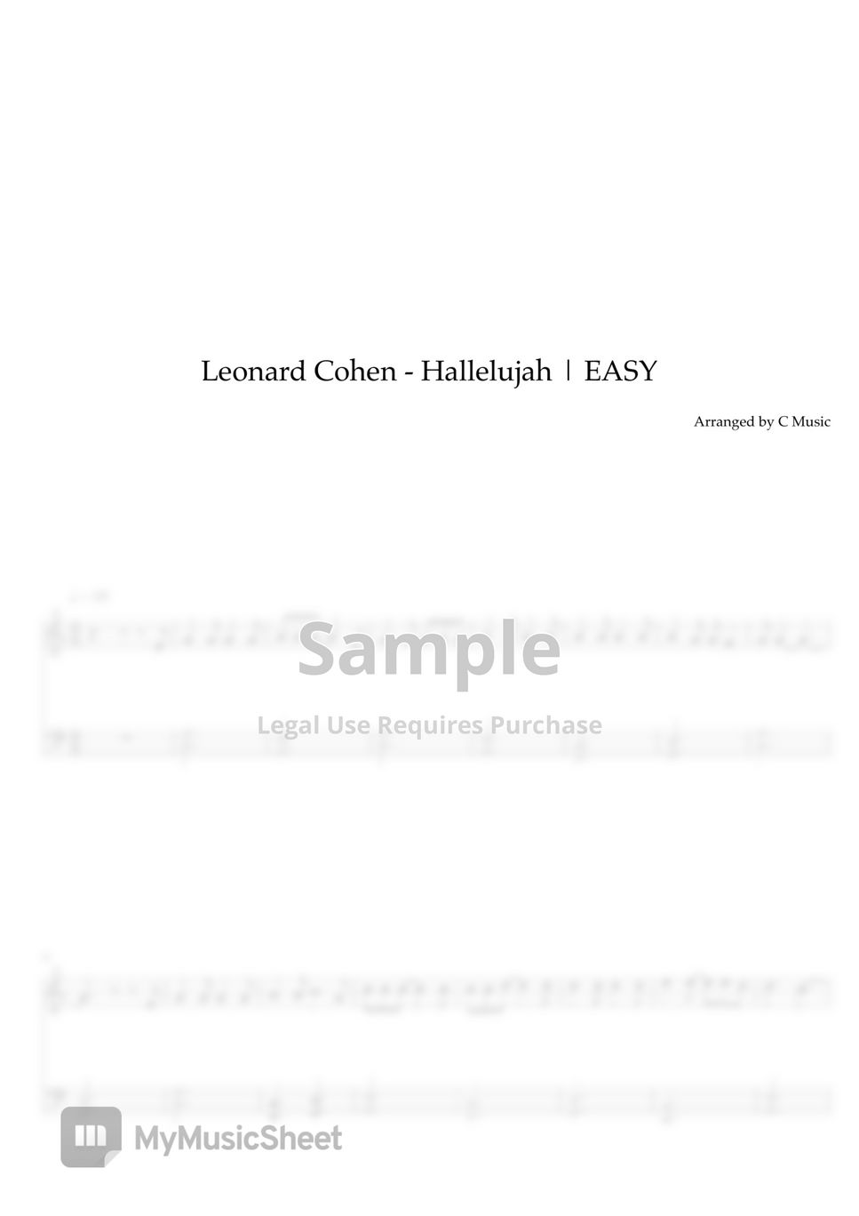 Leonard Cohen Hallelujah Easy Version Sheet By C Music 3695