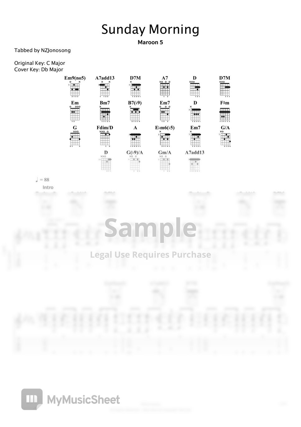 Maroon 5 Sunday Morning (Normal, 10/10) Sheets by NZJonosong