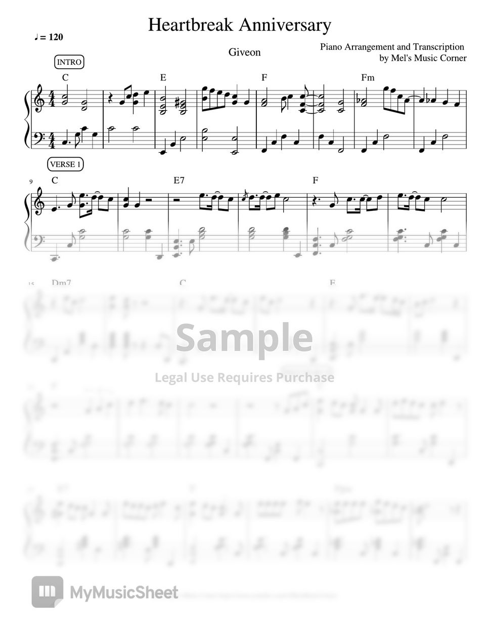 Giveon - Heartbreak Anniversary (piano sheet music) by Mel's Music Corner