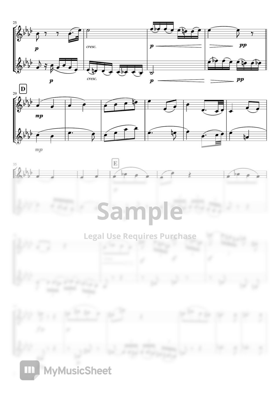 L.v.Beethoven - Piano Sonata No. 8 2nd Movement (Violin duet /unaccompanied) by pfkaori