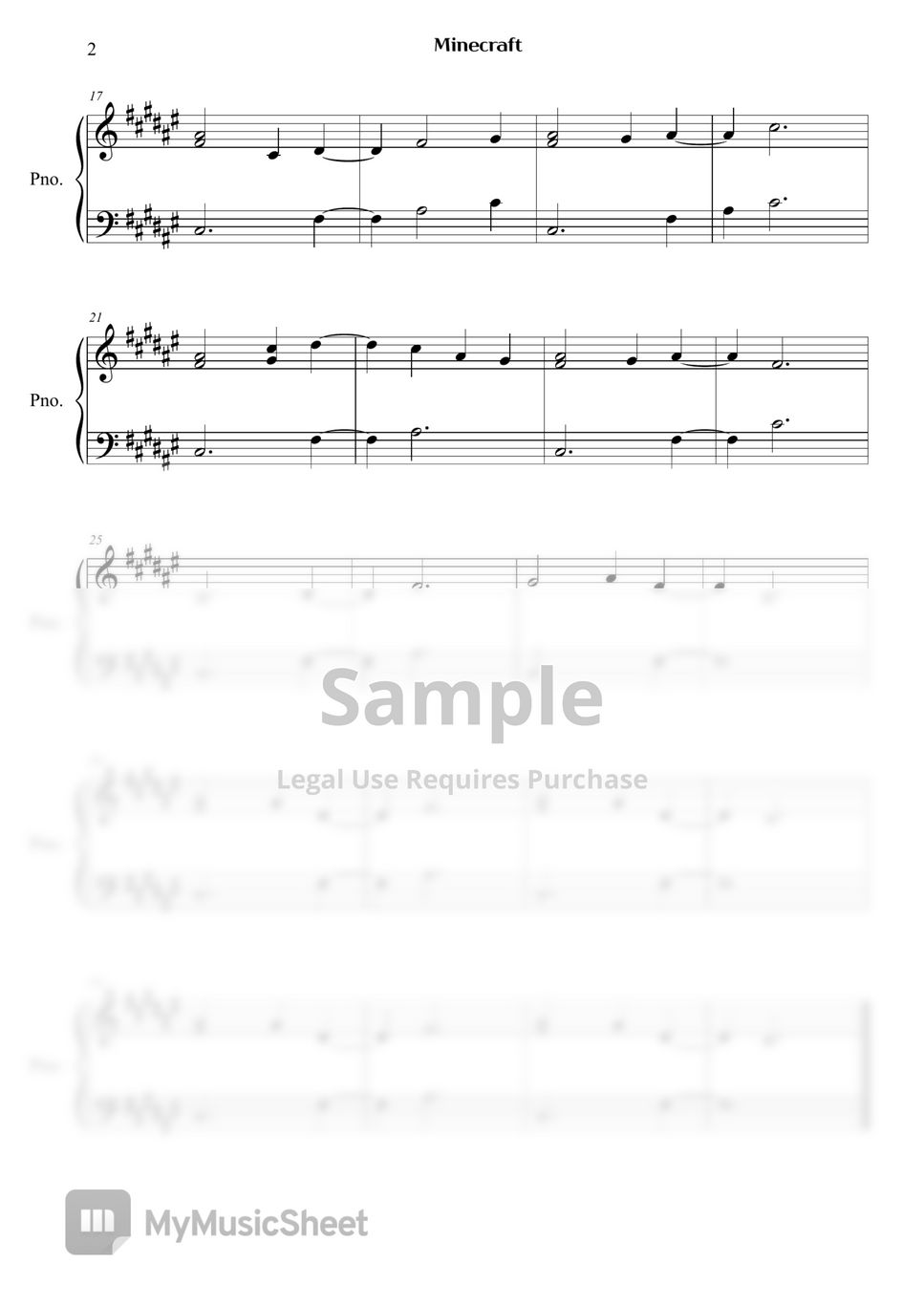 Minecraft minecraft sheet by right now piano