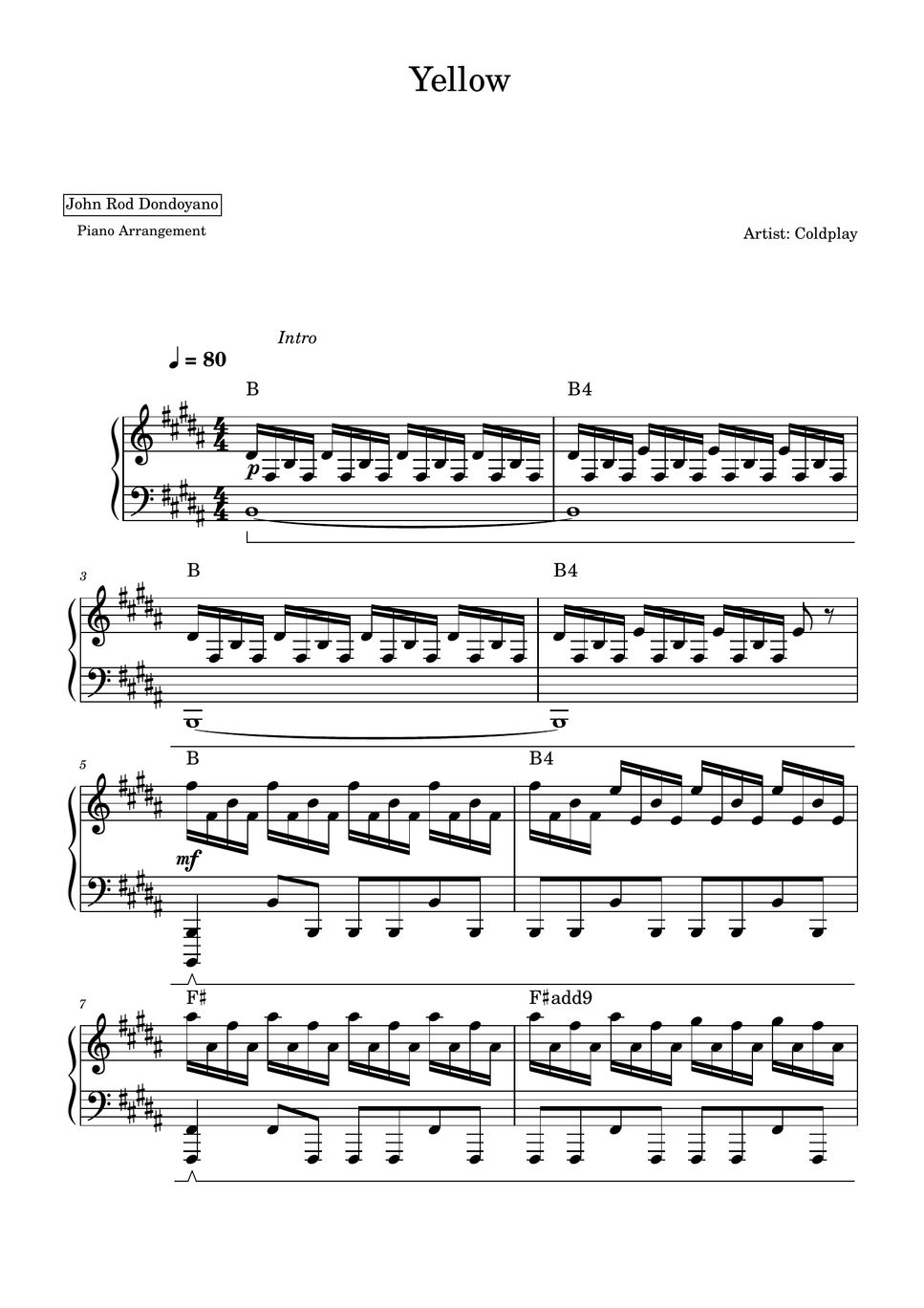 Coldplay Yellow (PIANO SHEET) Sheet by John Rod Dondoyano