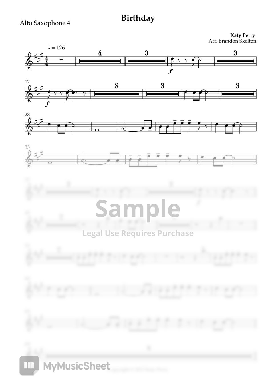 Katy Perry - Birthday (Parts) Sheets by Brandon