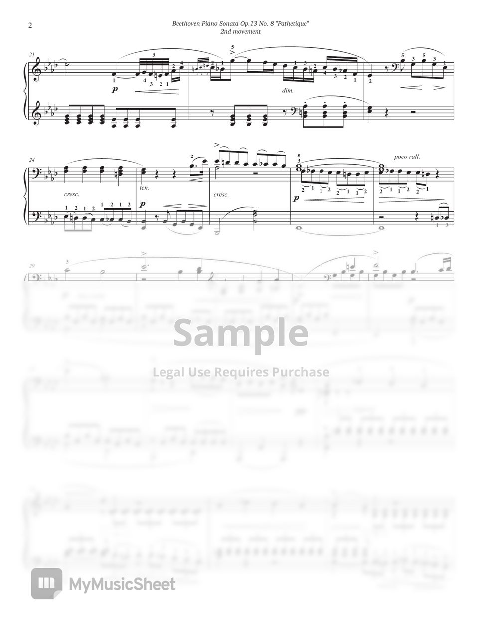 L.v. Beethoven - Piano Sonata Op. 13 No. 8 “Pathetique” (2nd Movement ...