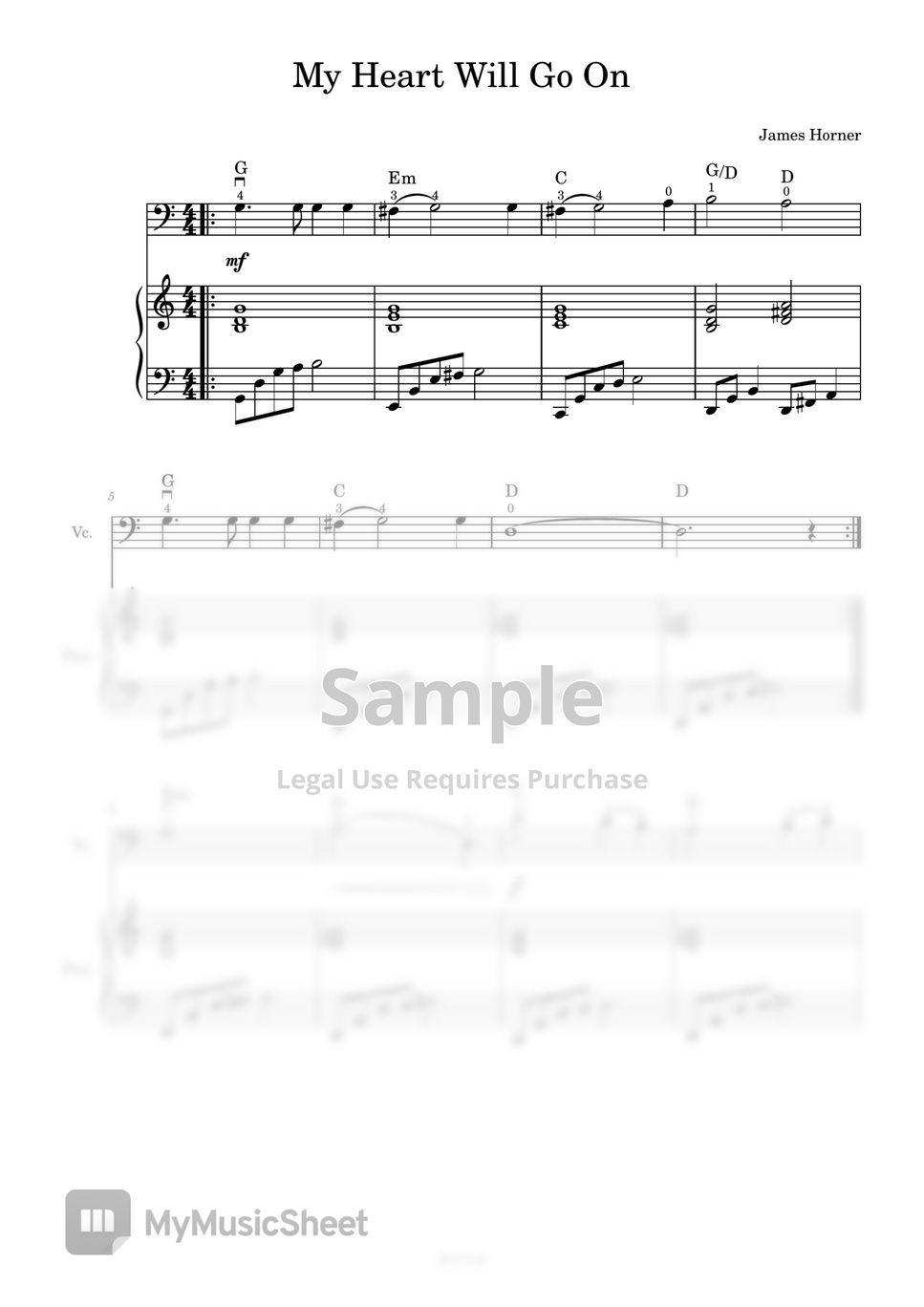 James Horner - My heart will go on(타이타닉) (첼로+피아노, 계이름 & 손가락 번호 포함) by 첼로마을