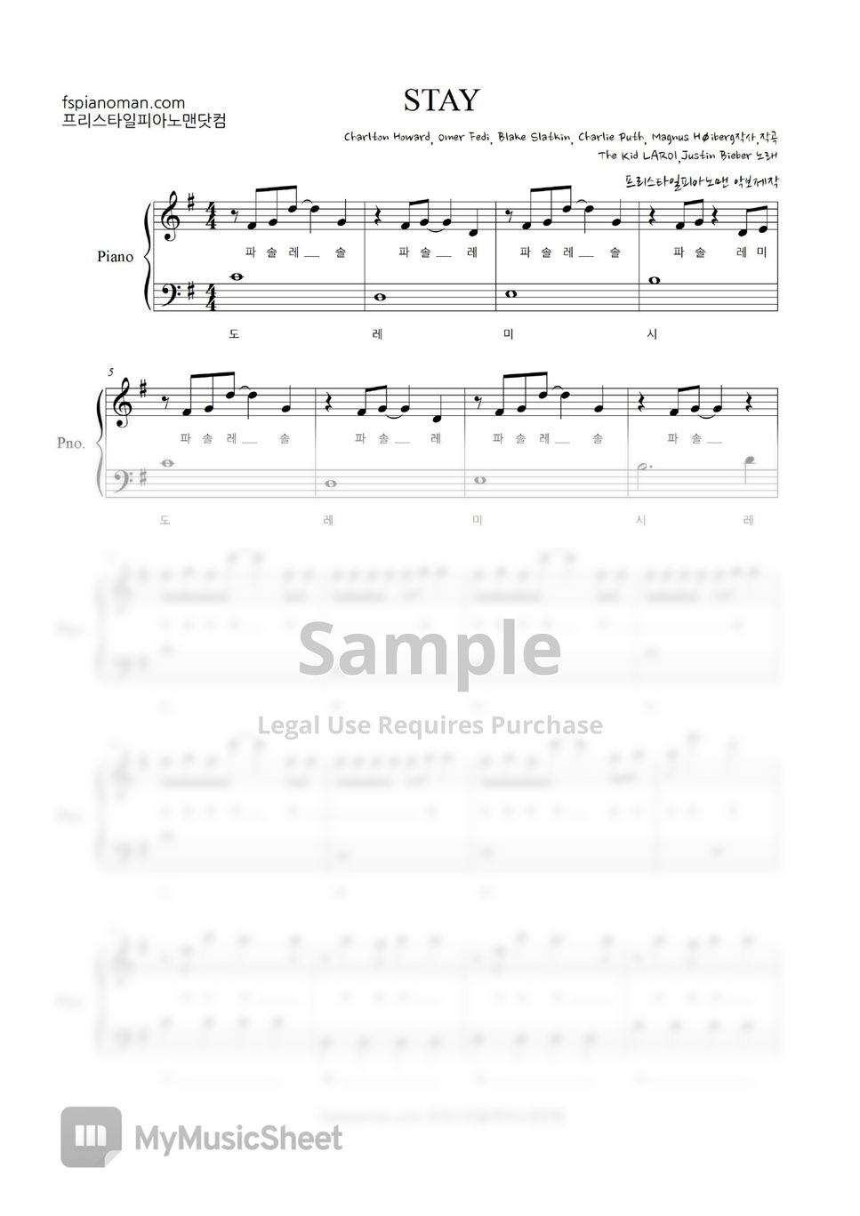 The Kid LAROI, Justin Bieber - STAY Partitura by freestyle pianoman