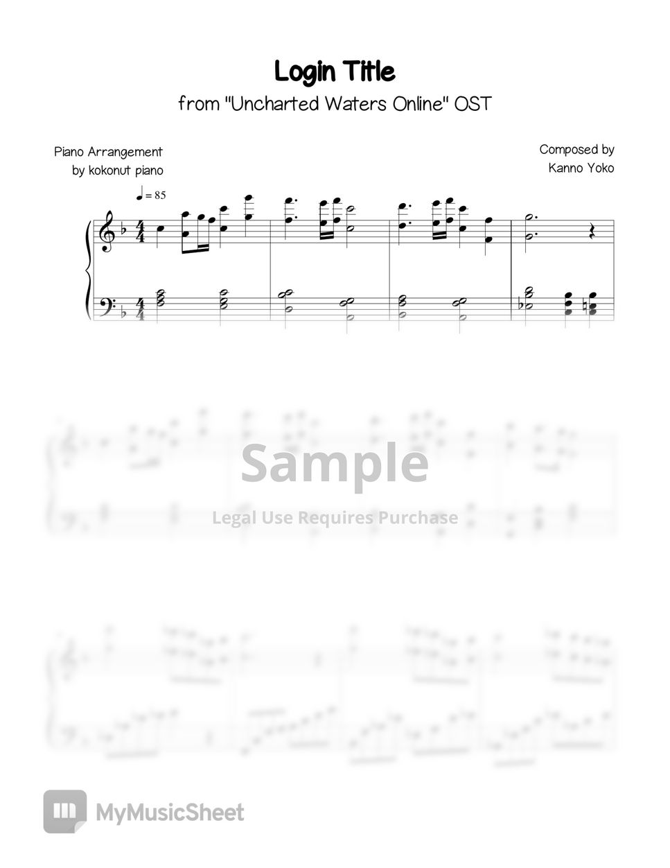 Uncharted Waters OST - Login Title by kokonut piano