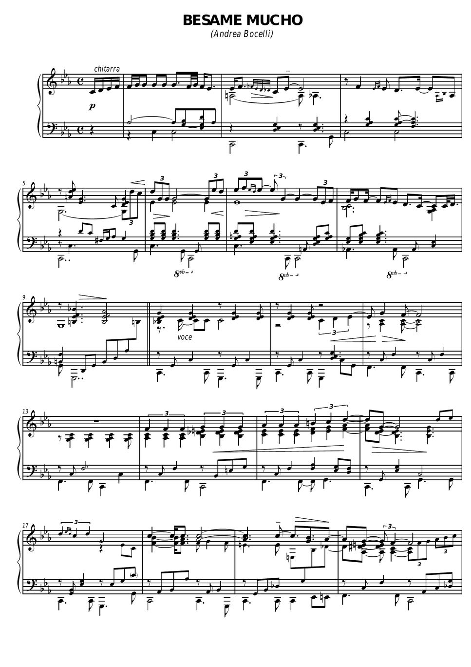 Andrea Bocelli - Besame mucho (Бесаме мучо) Sheets