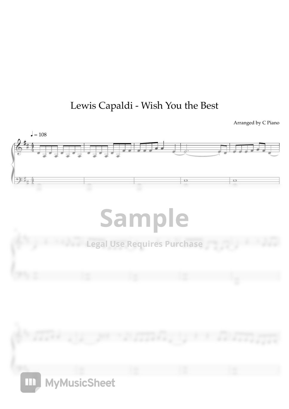 Lewis Capaldi - Wish You The Best (Easy Version) by C Piano