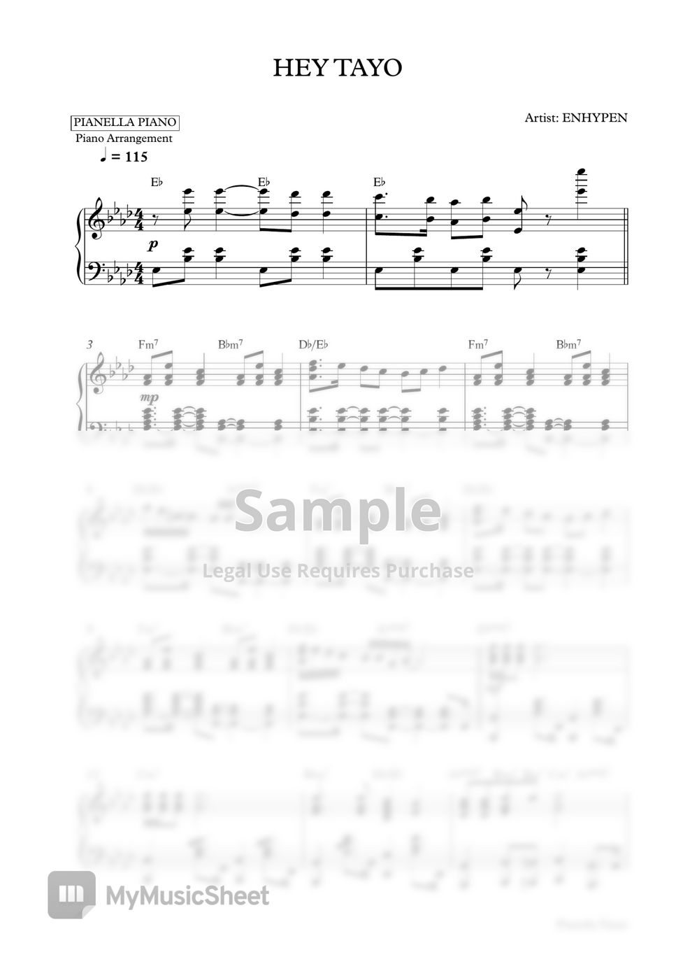 ENHYPEN - HEY TAYO (Piano Sheet) by Pianella Piano