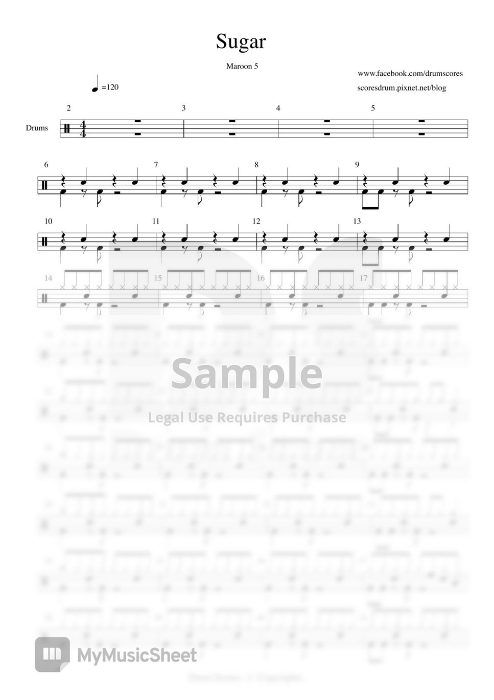 Maroon 5 - Sugar (drum) by Scoresdrum