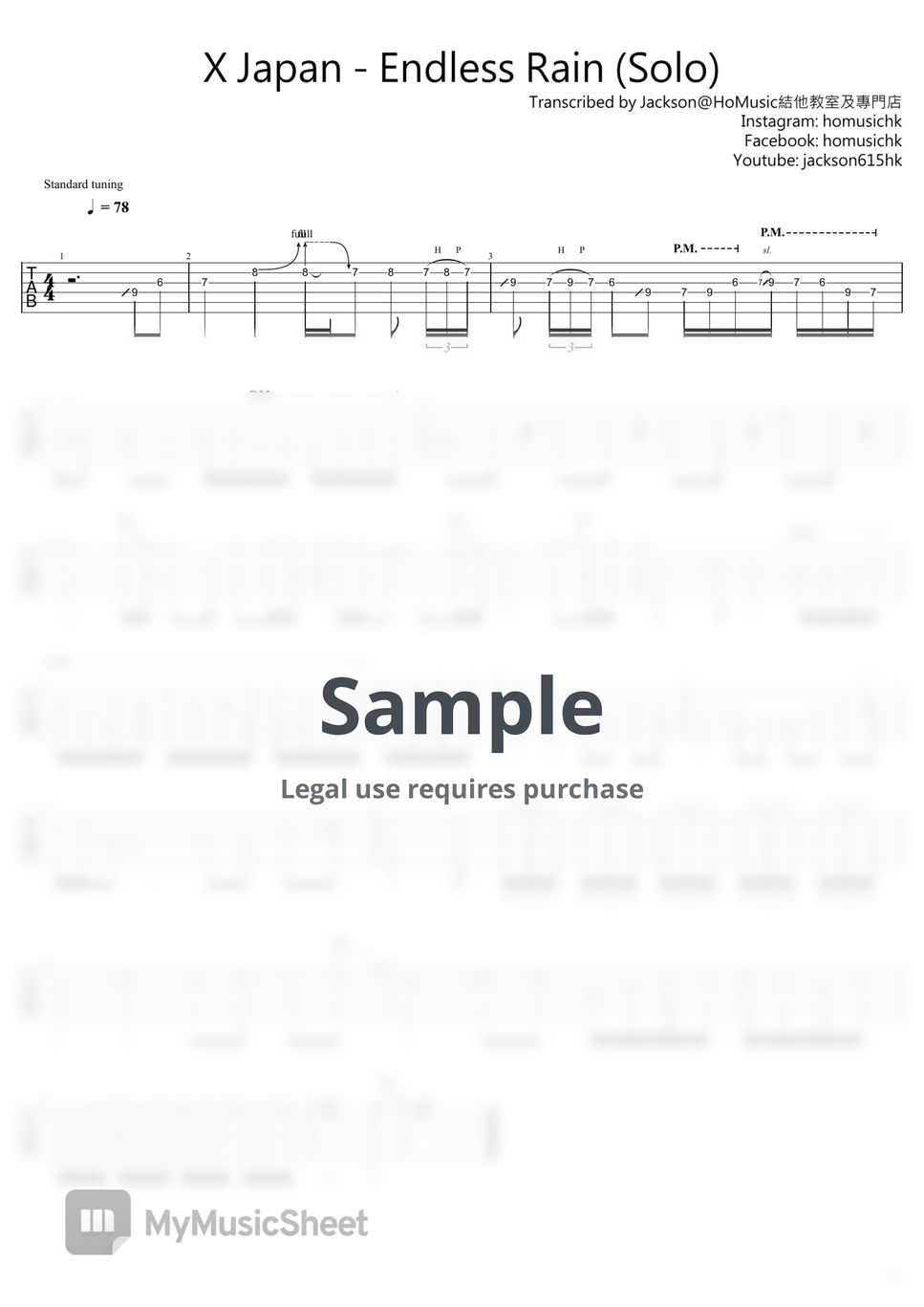 X Japan - Endless Rain (Guitar Solo Tab) by Jackson Cheung