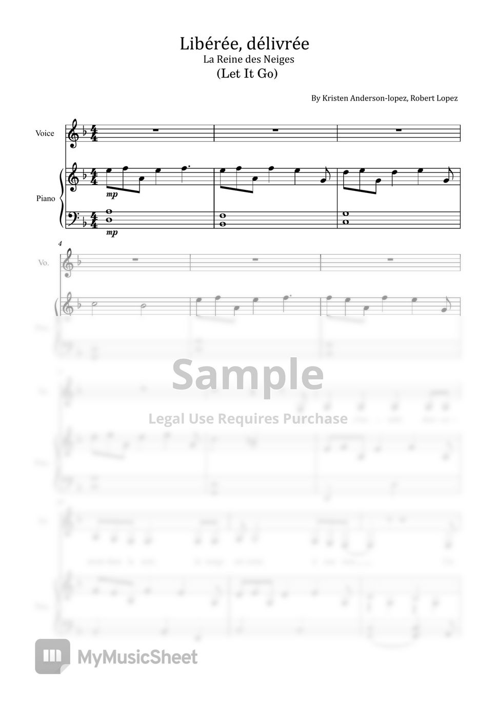 Kristen Andersonlopez, Robert Lopez Libérée, délivrée (Let It Go ) (Libérée, délivrée (Let It
