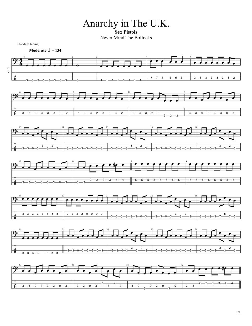 The Sex Pistols Anarchy in the UK TAB by PDB