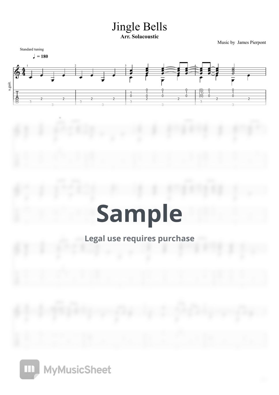 James Pierpont Jingle Bells Sheets by Solacoustic