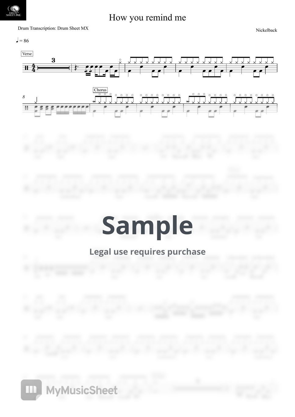 Nickelback How You Remind Me Sheets By Drum Sheet MX   4ab2f69a44acf97693e16e41a5ab01b4