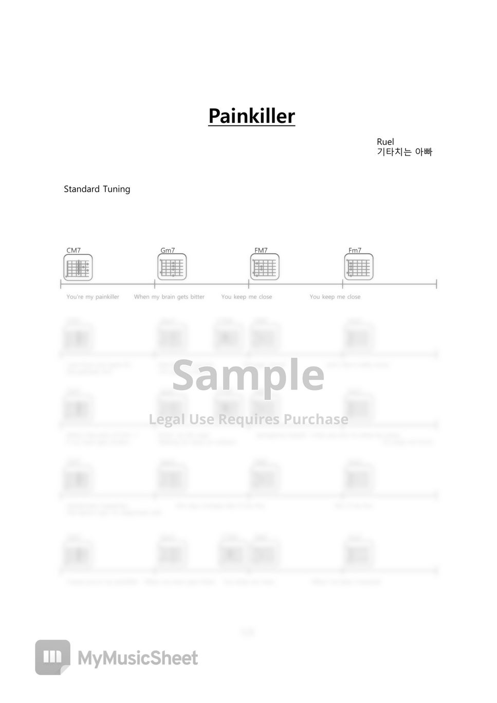 Ruel - Painkiller guitar chords sheet