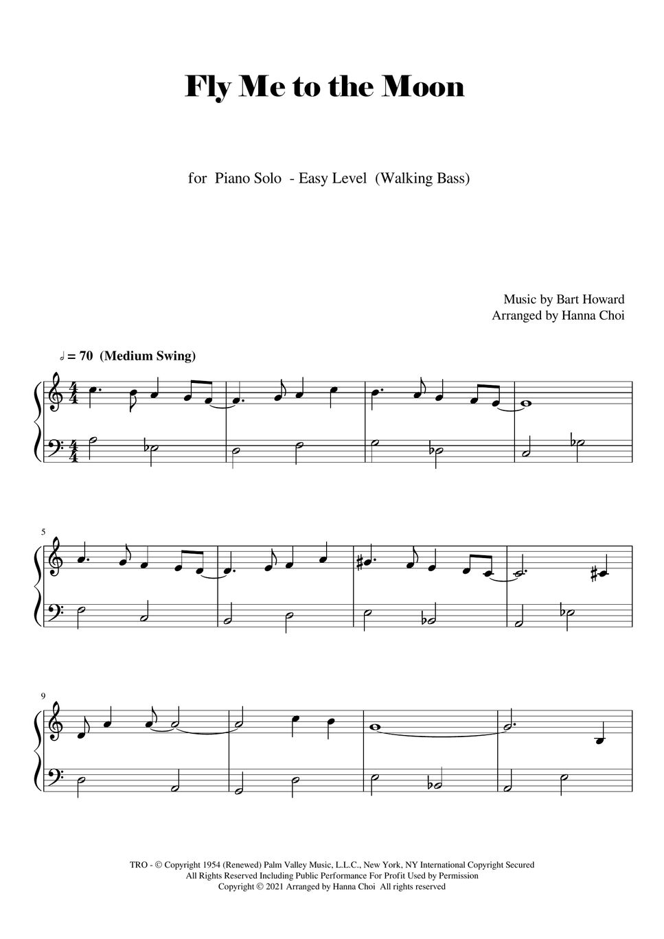 Bart Howard - Fly Me To The Moon (for Piano Solo) Sheets By Yangcho