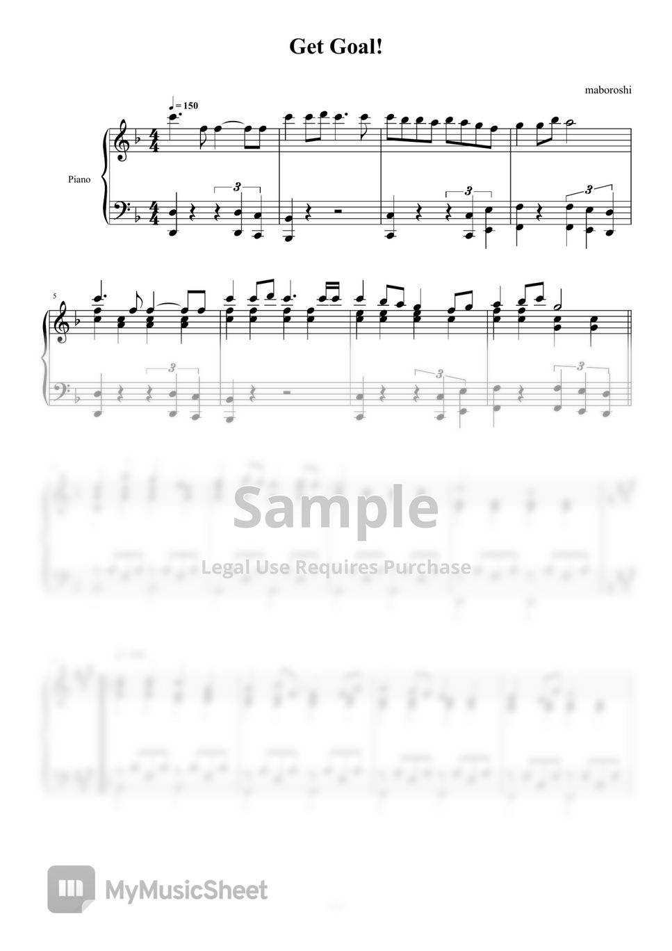 Kotoko get goal op2 piano sheet by maboroshi