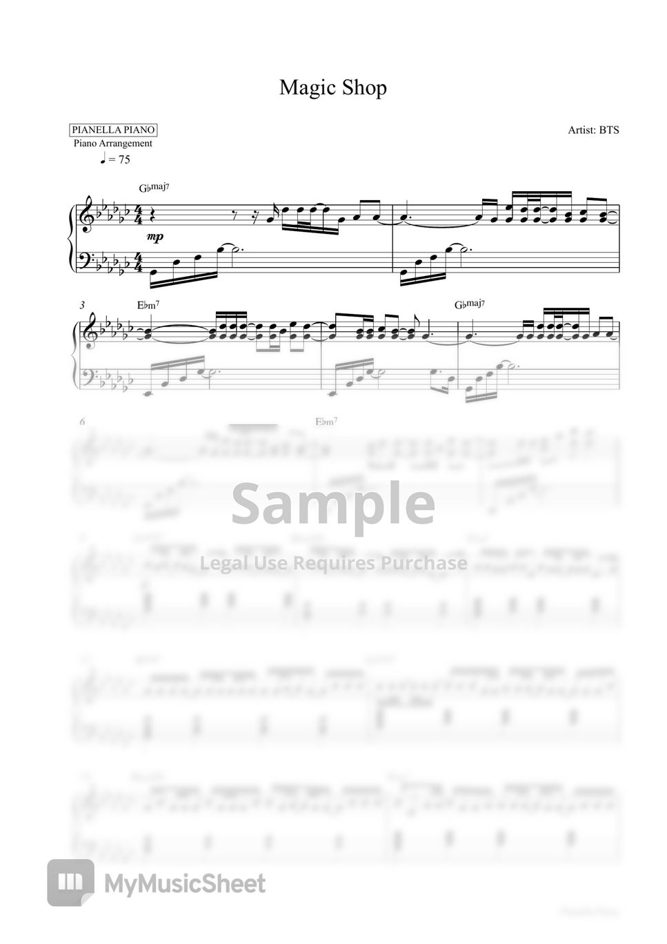 BTS - Magic Shop (Piano Sheet) by Pianella Piano