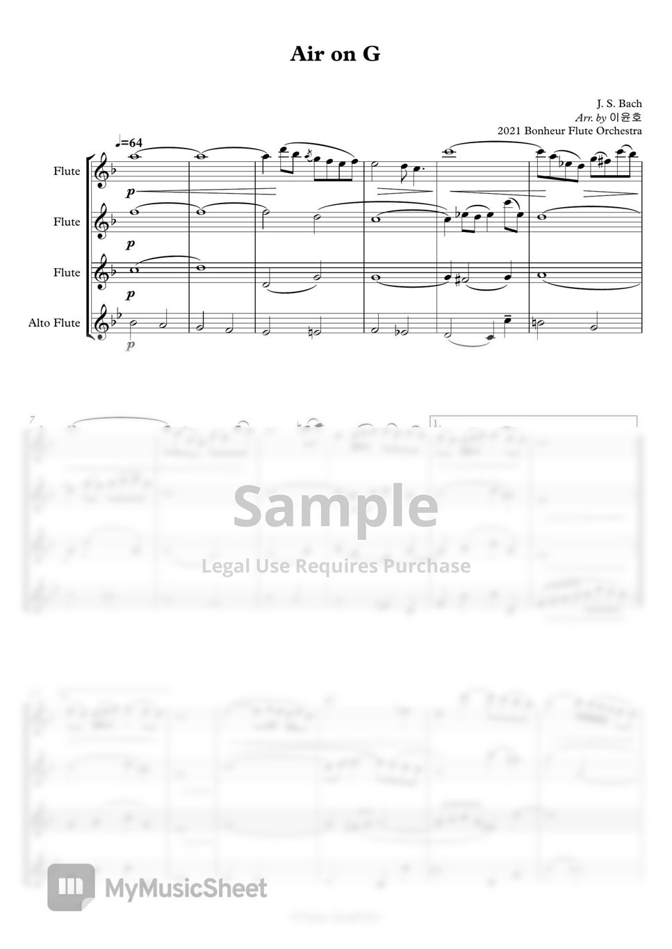 J. S. Bach - Air on G, G선상의 아리아 by 이윤호, Flute Gtaffiti