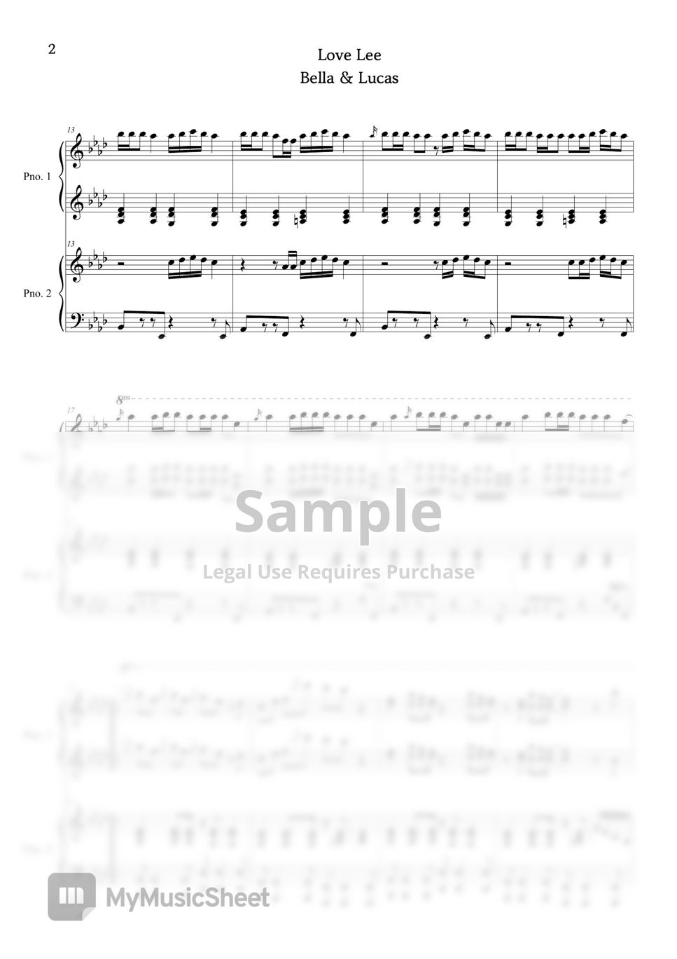 AKMU - Love Lee (4hands piano) Sheets by BELLA&LUCAS