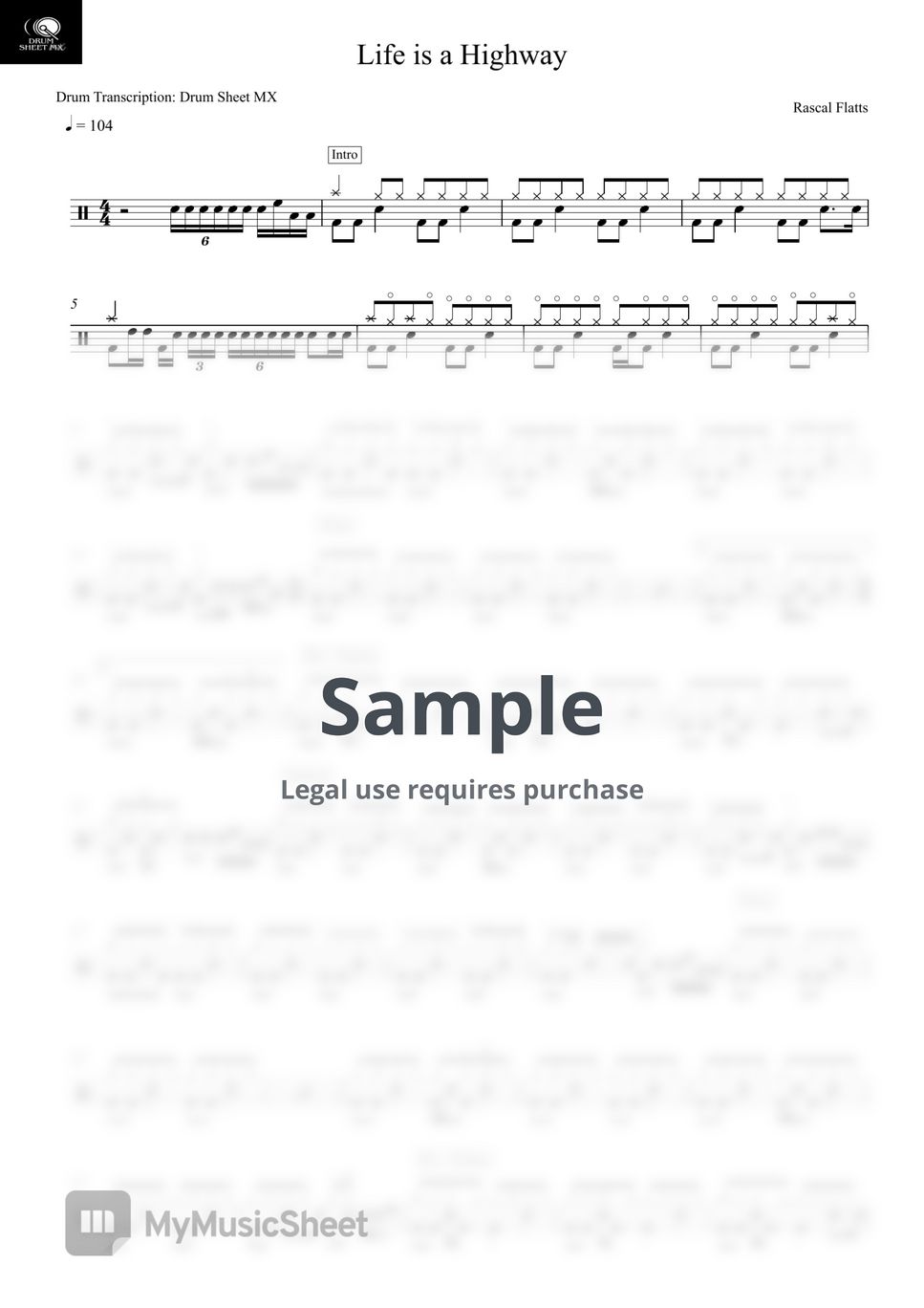 Life is a highway sheets by drum transcription drum sheet mx
