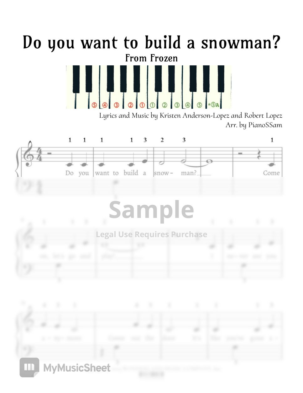 DO YOU WANT TO BUILD A SNOWMAN Piano Sheet music