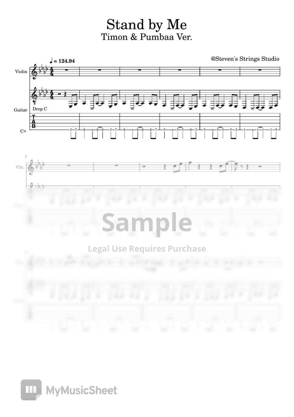 John Lennon - Stand By Me (Timon & Pumbaa ver.  / Violin Guitar Duet) by Steven's Strings Studio
