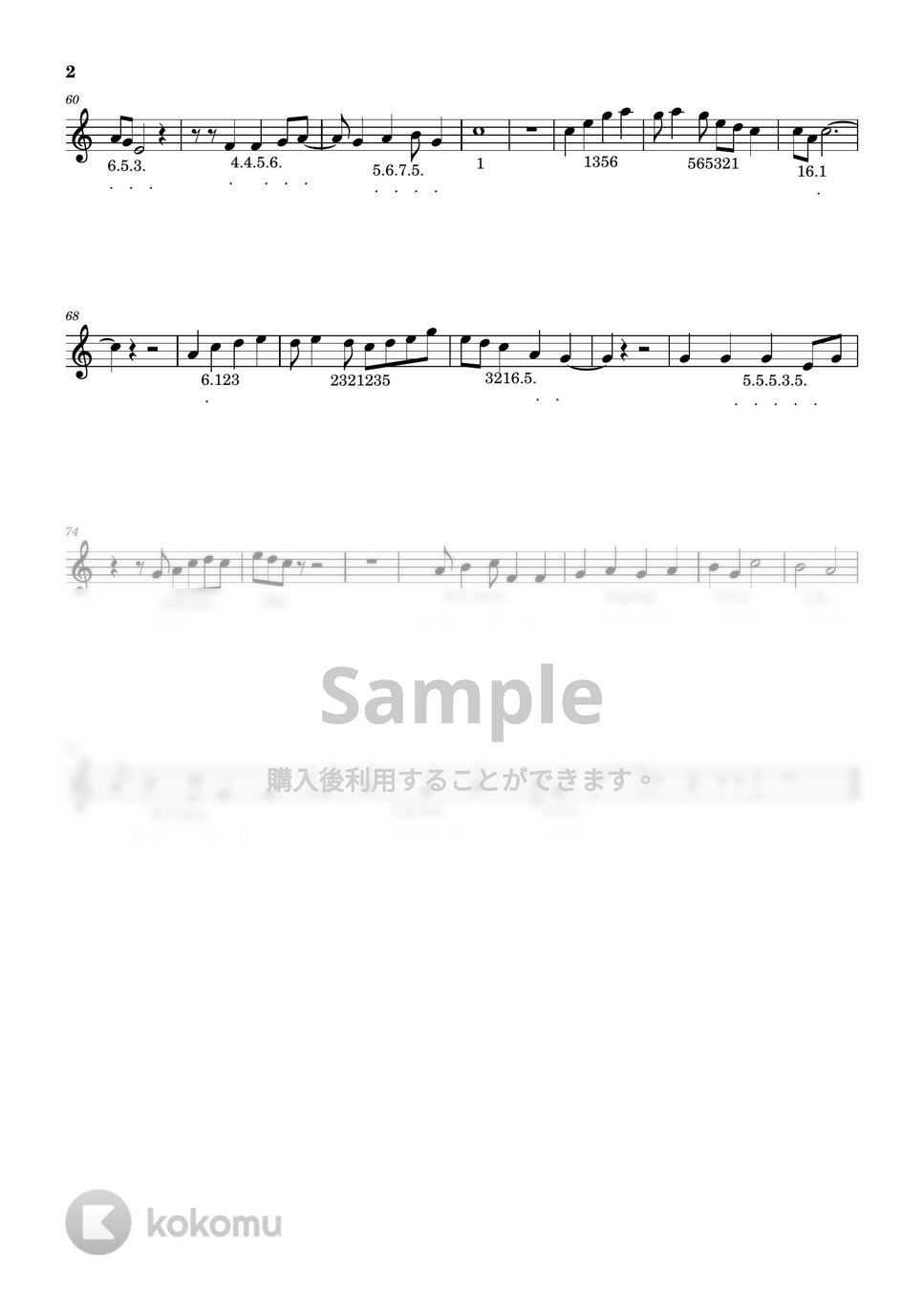 荒井由実 - ルージュの伝言 (15音Cメジャー「タングドラム用」の楽譜です。) by 中野心乃華