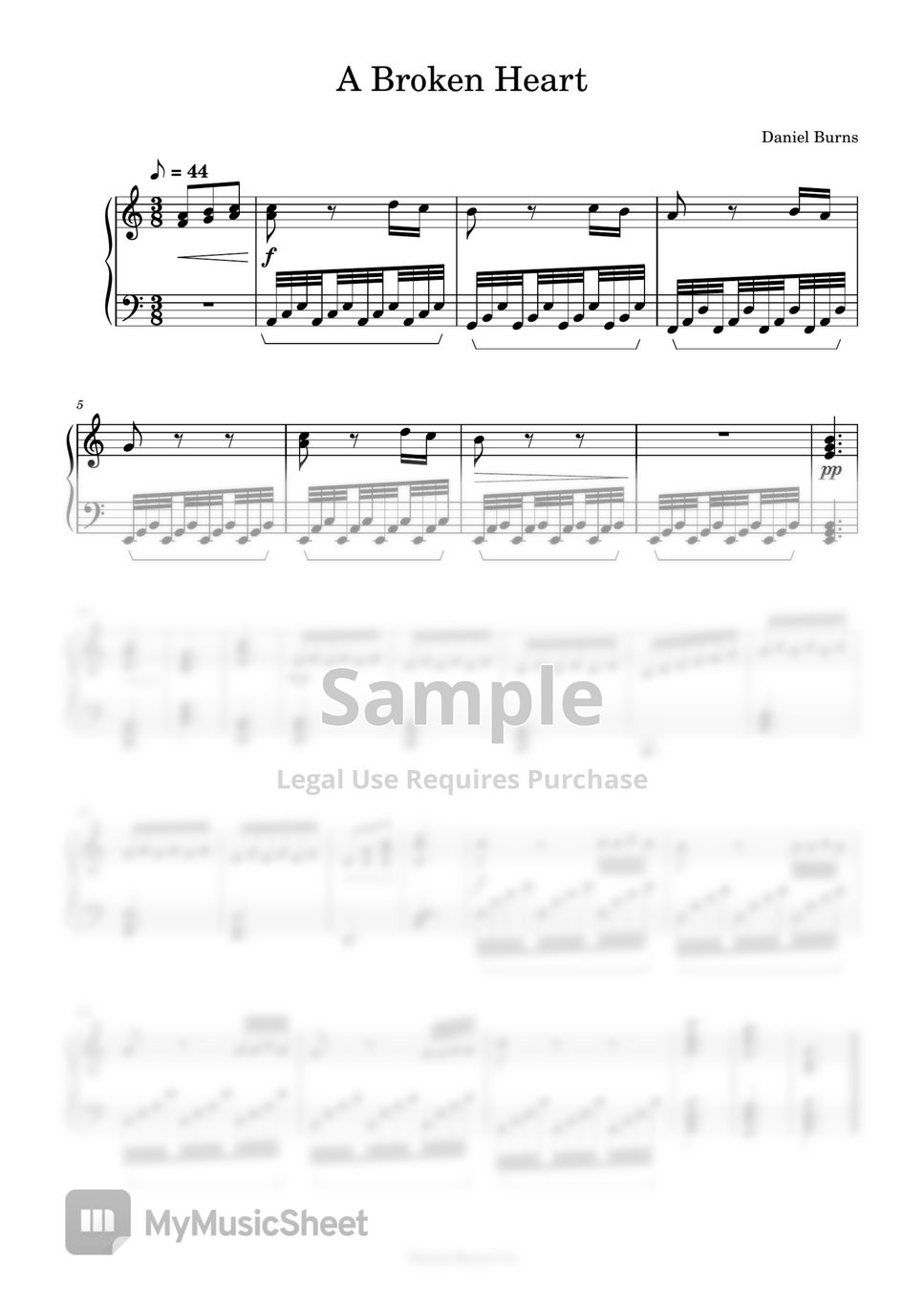 Daniel Burns A Broken Heart 악보