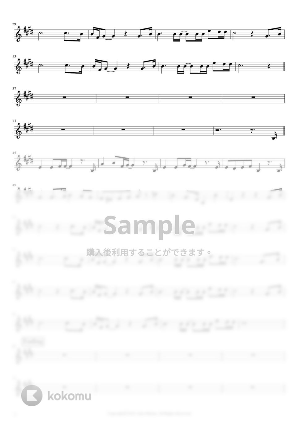 中島みゆき - ヘッドライト・テールライト (オカリナF管用メロディー譜(原曲キー)) by もりたあいか