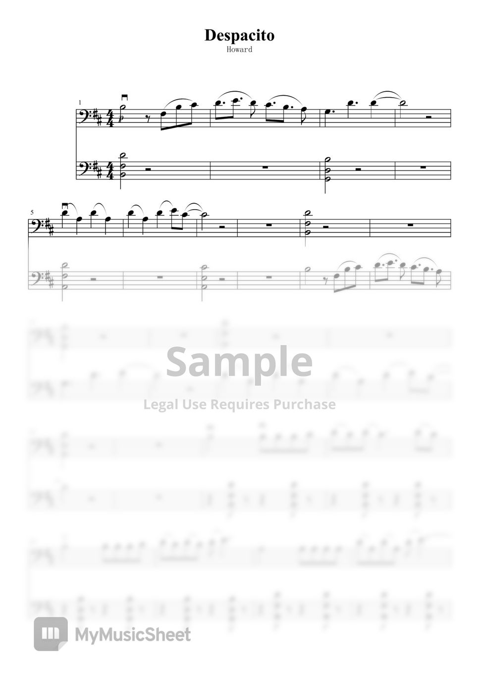 Luis Fonsi Despacito (Two Cellos) 楽譜 by Haozhe Li