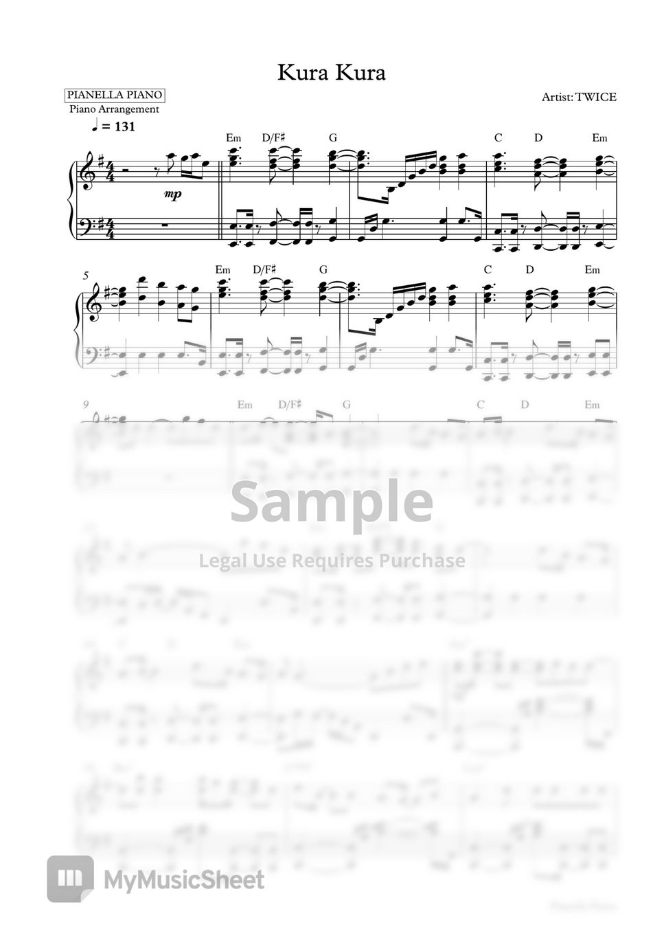 TWICE - Kura Kura (Piano Sheet) by Pianella Piano