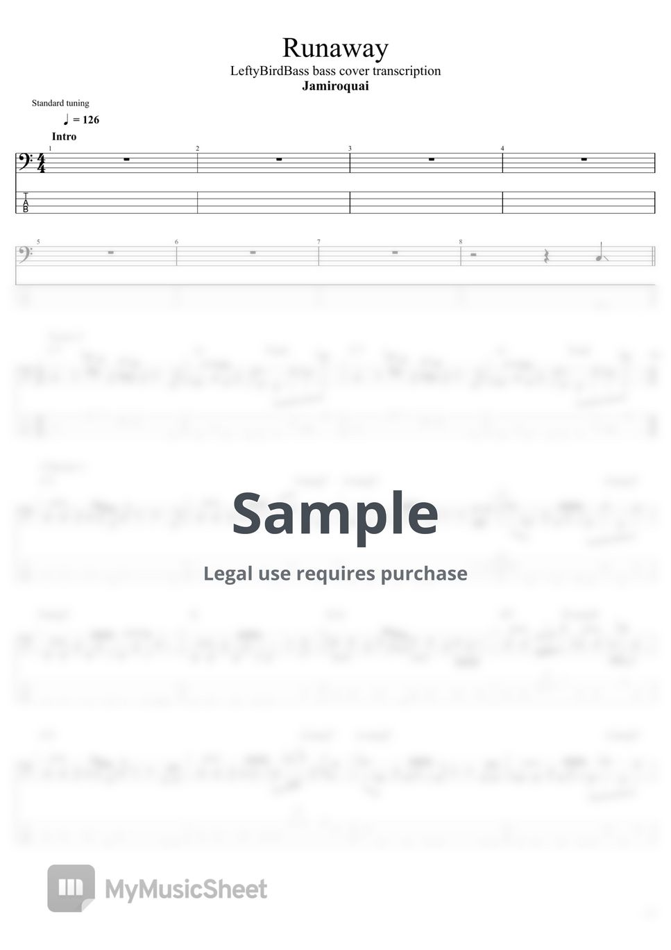 Jamiroquai runaway tab 1staff by tori lefty