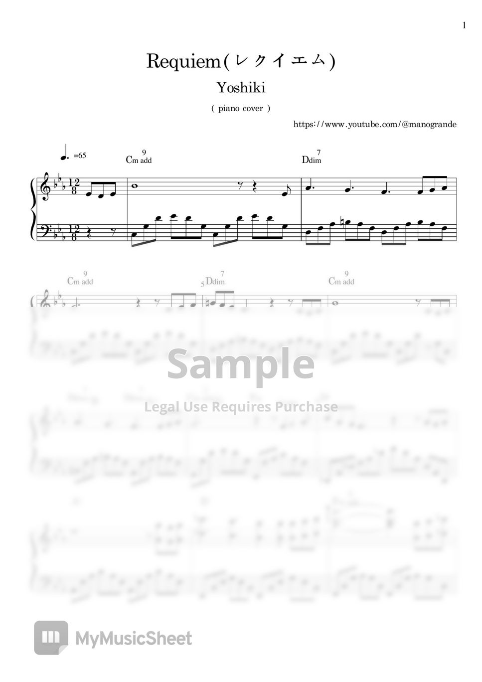 yoshiki - Requiem (piano version) Sheets by manogrande