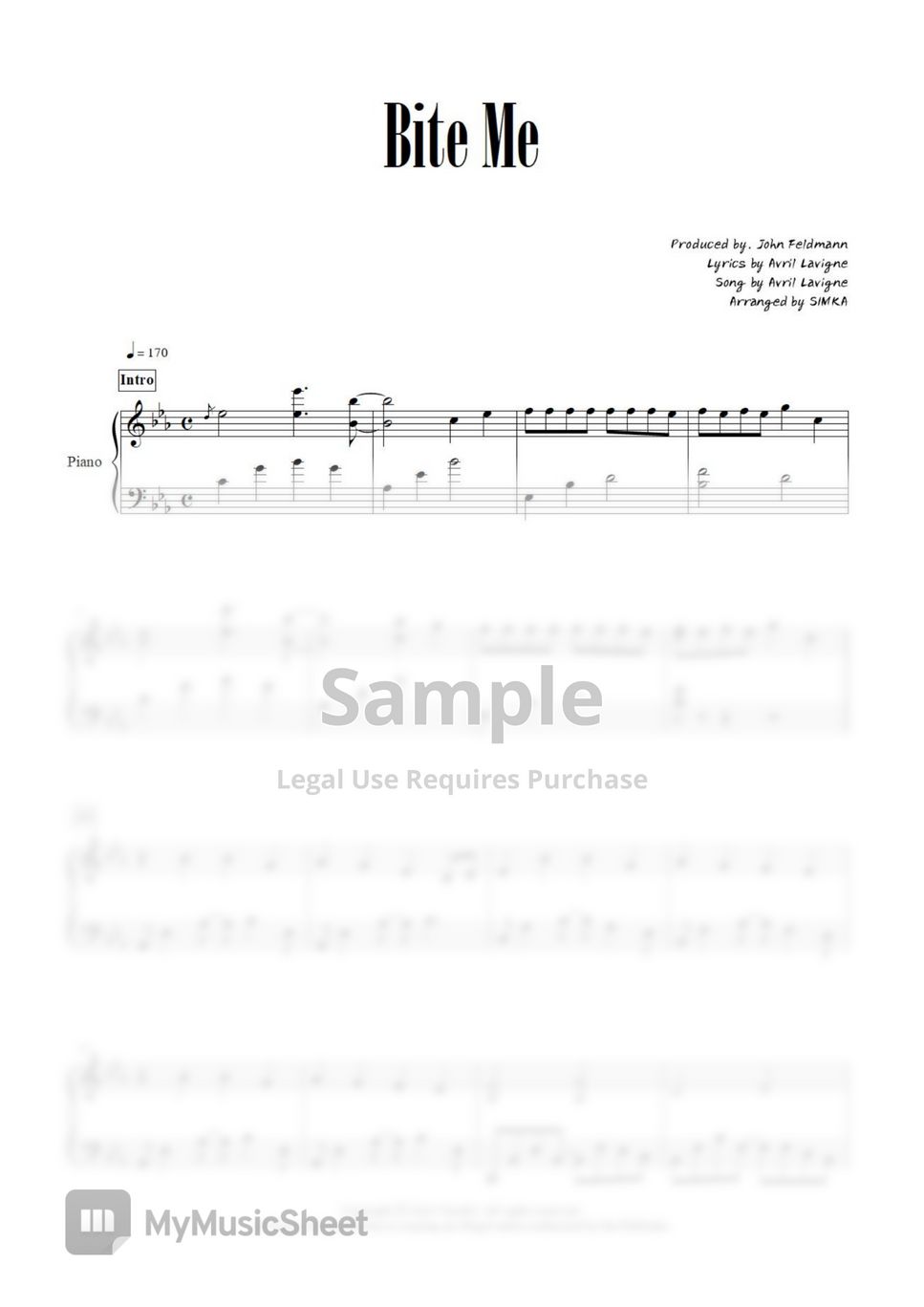 Avril Lavigne Bite Me Sheet by SIMKA