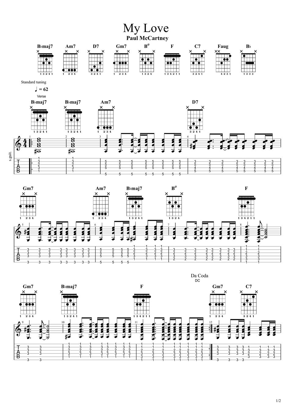 Paul mccartney my love tab 1staff by 