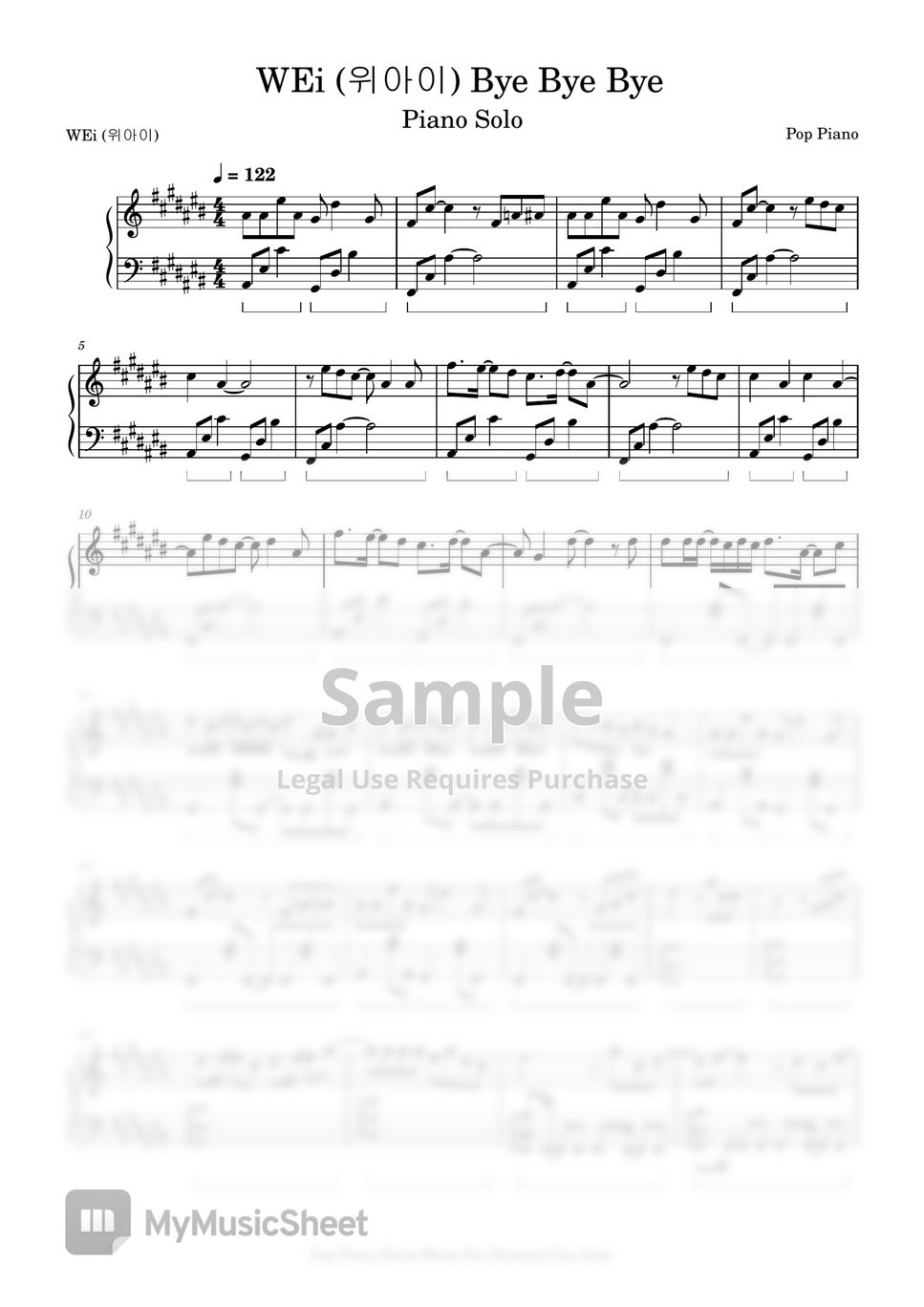 WEi (위아이) Bye Bye Bye แผ่น by Pop Piano