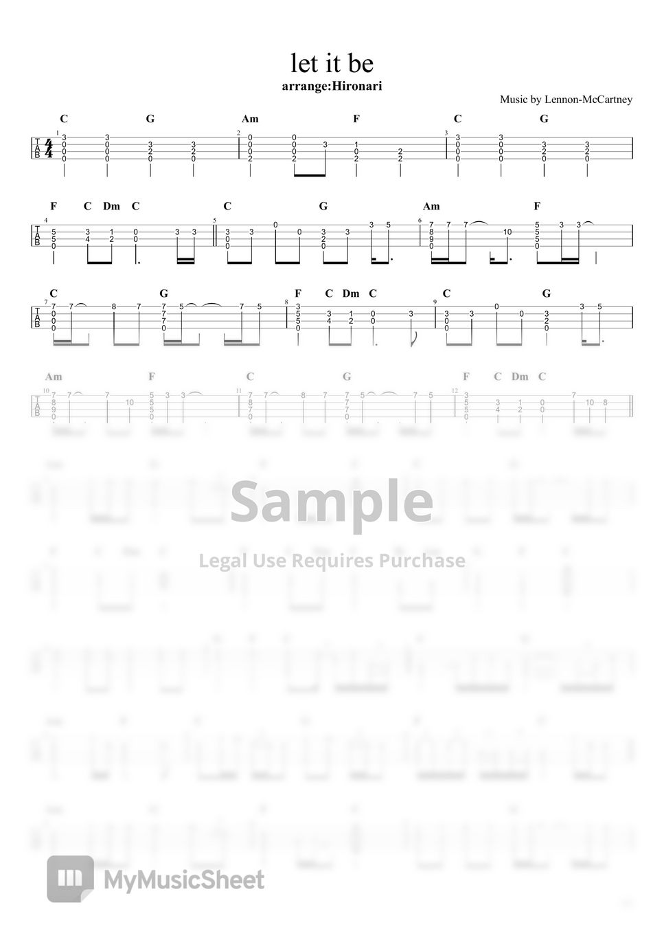 レノン＝マッカートニー Let It Be (Solo Ukulele / HighG) Sheets by Hironari